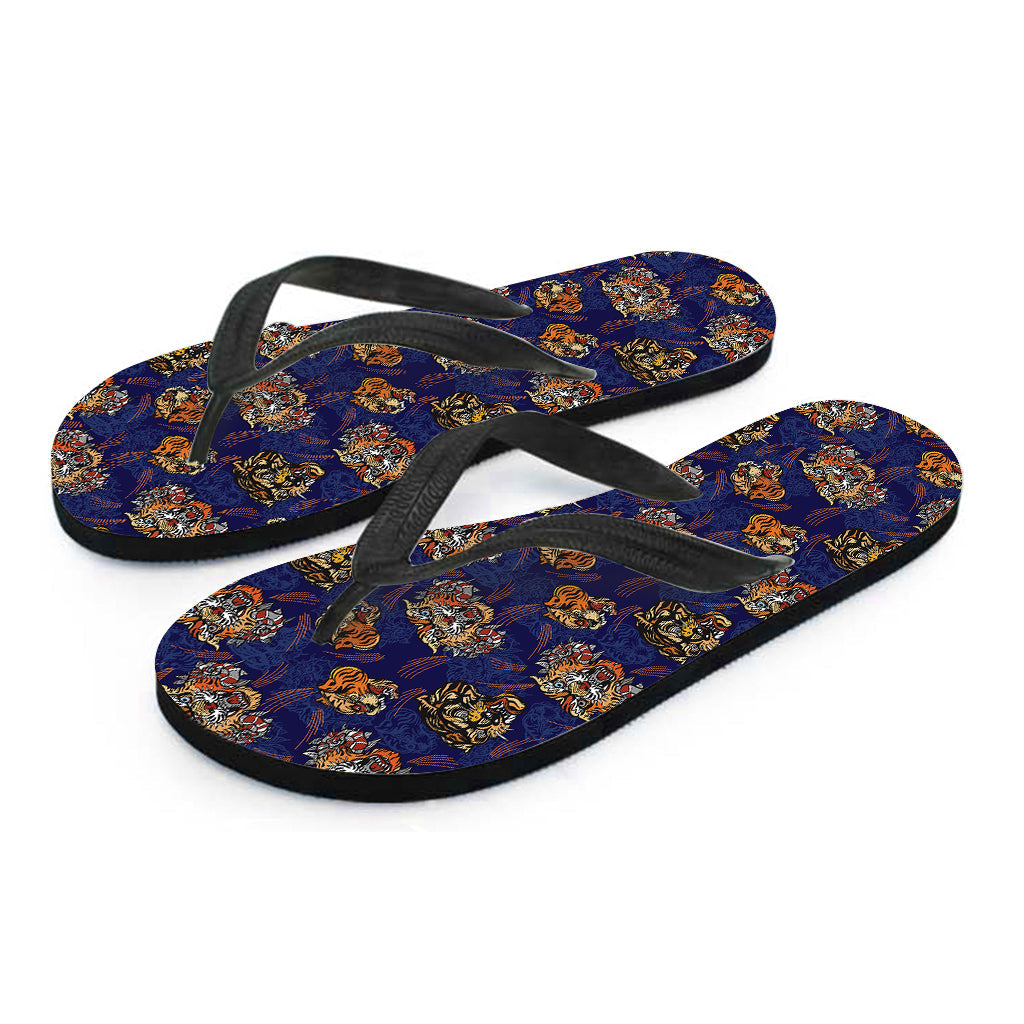 Blue Tiger Tattoo Pattern Hawaiian Flip Flops: Embrace the Aloha Spirit! - 2