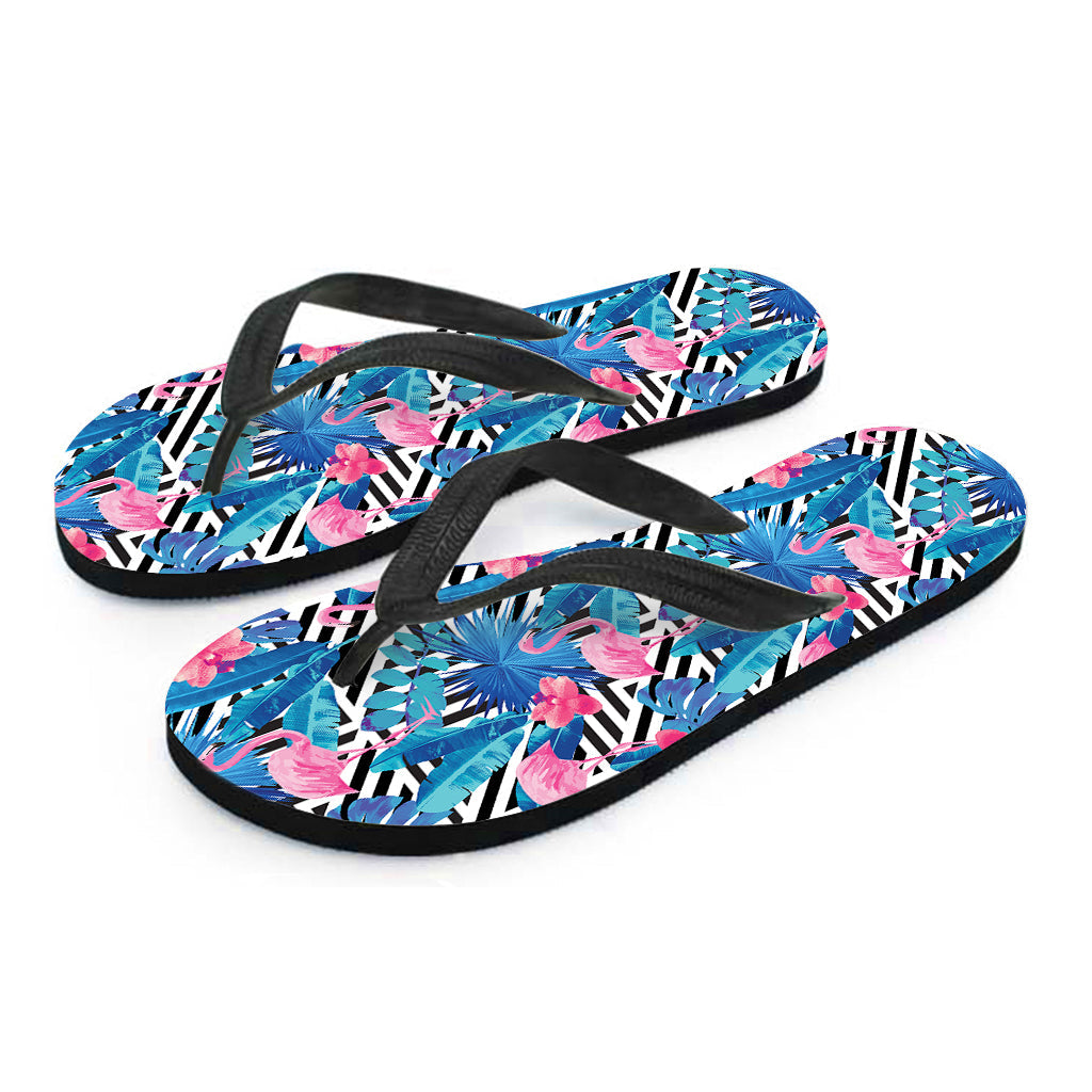 Blue Tropical and Pink Flamingo Print Hawaiian Flip Flop Outfit - 2