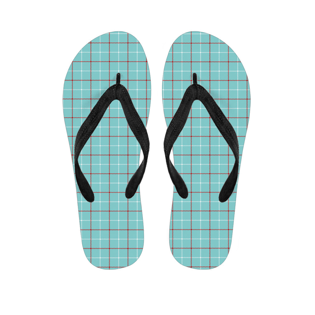 Blue, White, and Red Tattersall Print Hawaiian Flip Flops: Embrace the Aloha Spirit! - 1