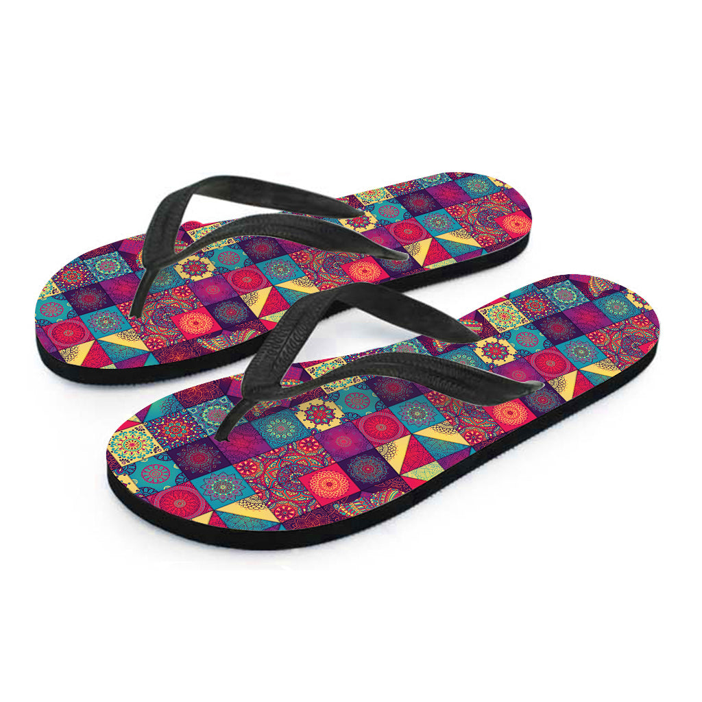 Hawaiian Patchwork Pattern Print Flip Flops: Complete Your Island Style Outfit! - 2