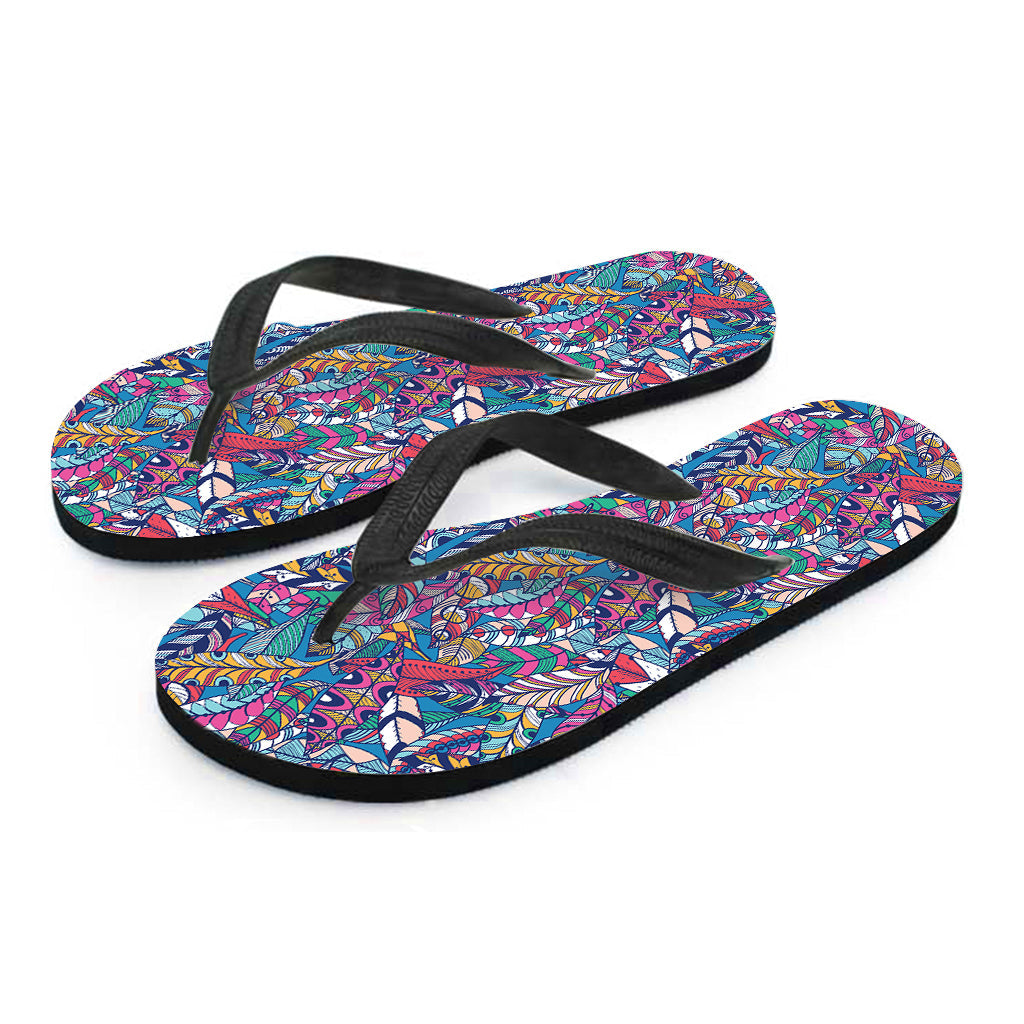 Boho Feather Pattern Hawaiian Flip Flops: Perfect for Your Island Outfit - 2