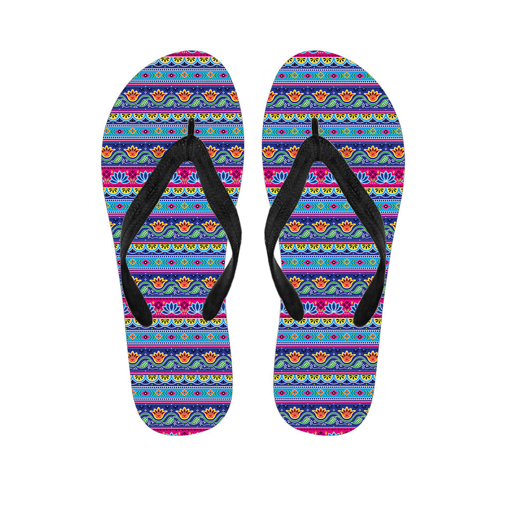Hawaiian Lotus Pattern Flip Flops: Embrace Bohemian Style - 1