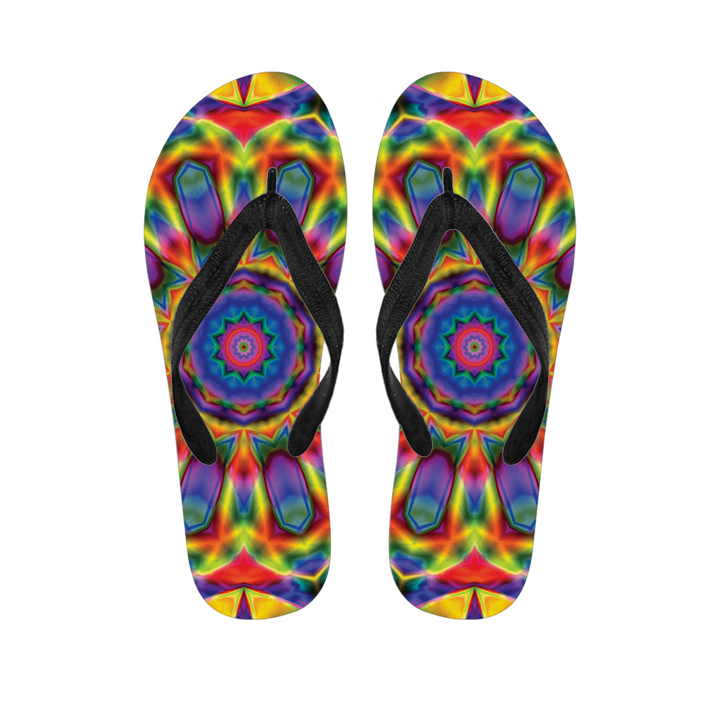Boho Kaleidoscope Print Hawaiian Flip Flops: The Perfect Addition to Your Tropical Outfit - 1