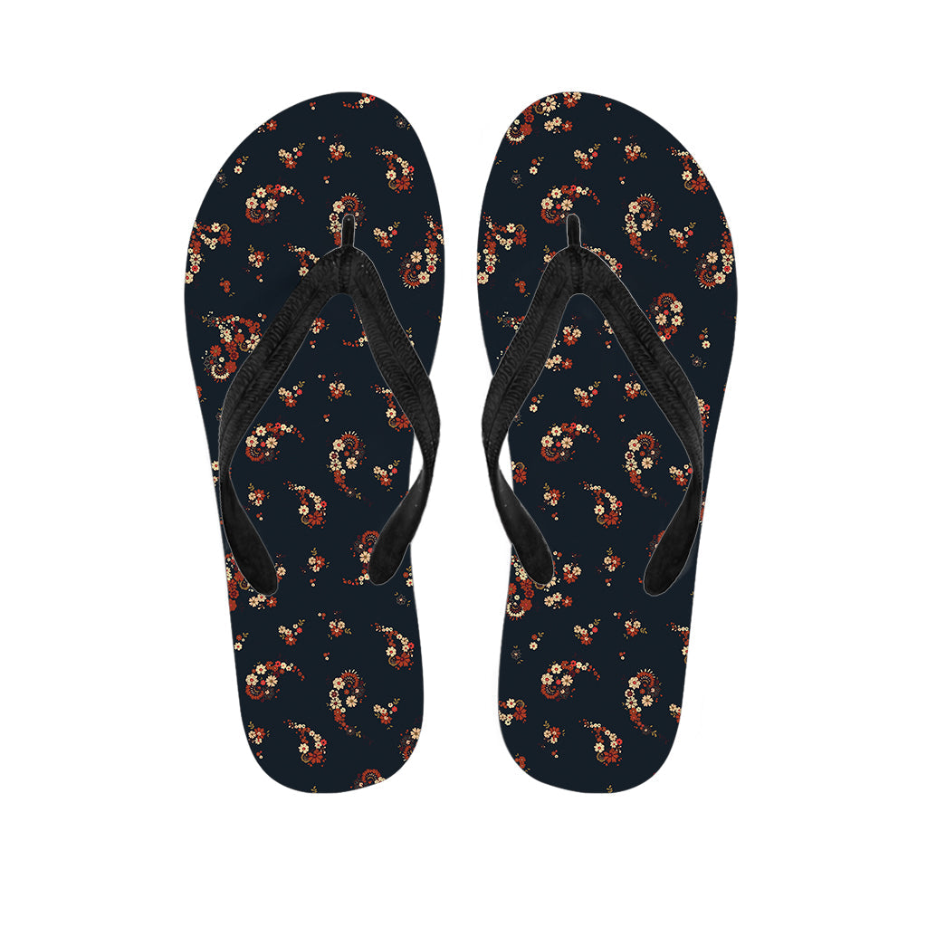 Paisley Paradise: Hawaiian Outfit Essentials with Boho Paisley Flower Flip Flops - 1