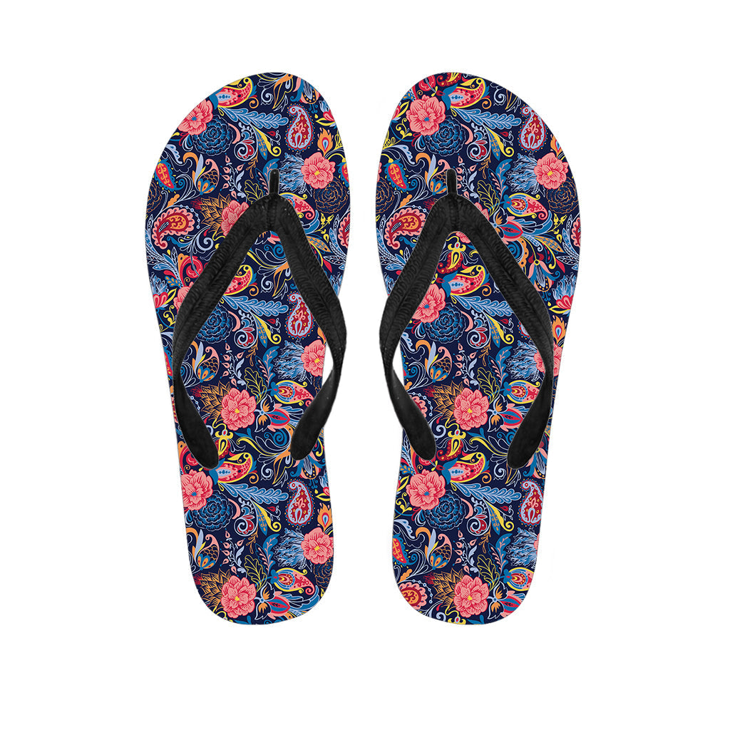 Paisley Paradise: Hawaiian Outfit with Boho Paisley Pattern Flip Flops - 1