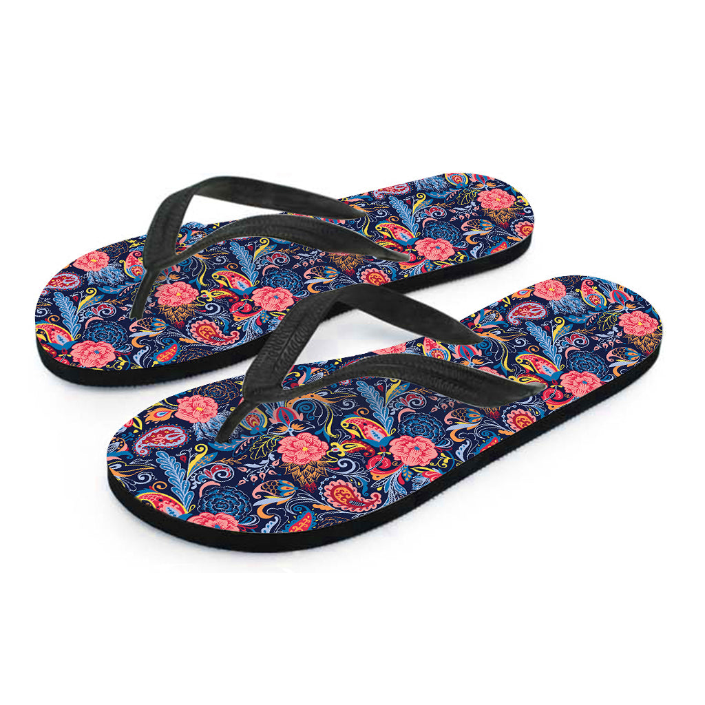 Paisley Paradise: Hawaiian Outfit with Boho Paisley Pattern Flip Flops - 2