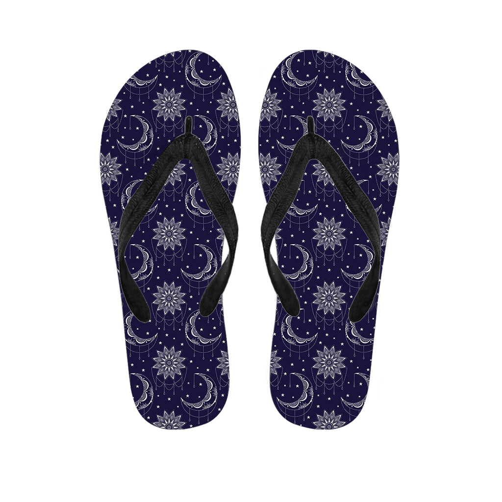 Boho Sun and Moon Pattern Hawaiian Flip Flops: The Perfect Island Outfit Addition - 1