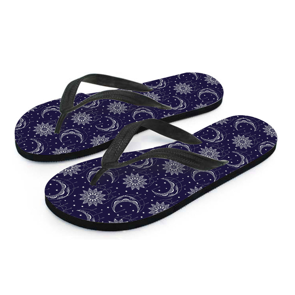 Boho Sun and Moon Pattern Hawaiian Flip Flops: The Perfect Island Outfit Addition - 2