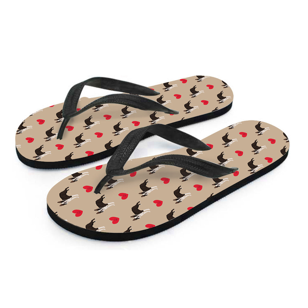 Hawaiian Paws: Boston Terrier Heart Pattern Print Flip Flops - 2