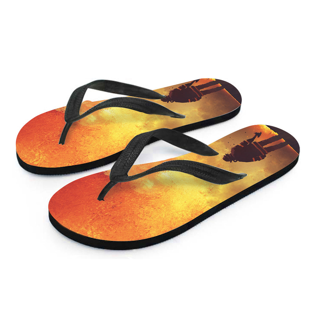 Brave Firefighter Hawaiian Outfit with Axe Print Flip Flops - 2