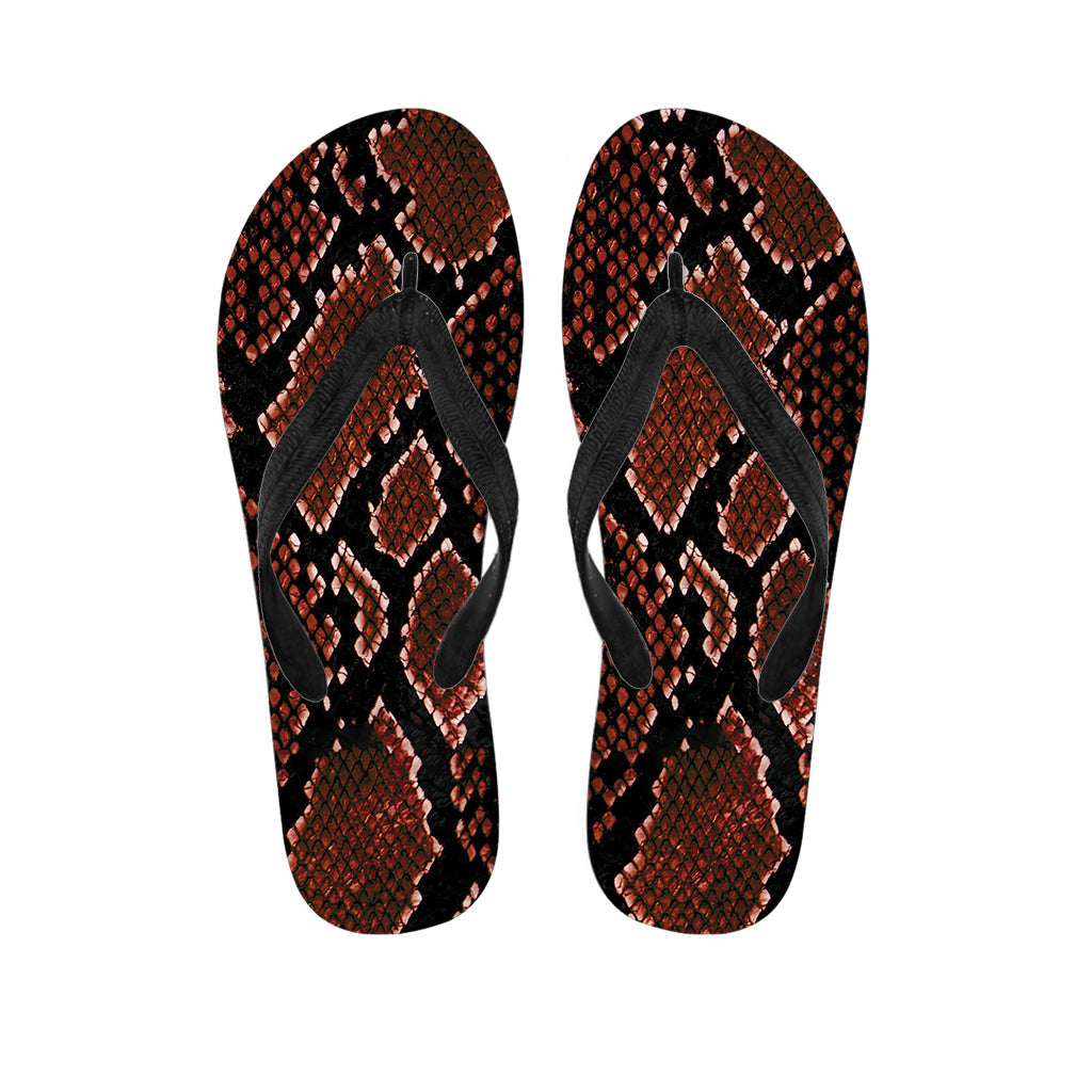 Brick Red Python Snakeskin Print Hawaiian Flip Flops: Perfect for Your Island Outfit - 1