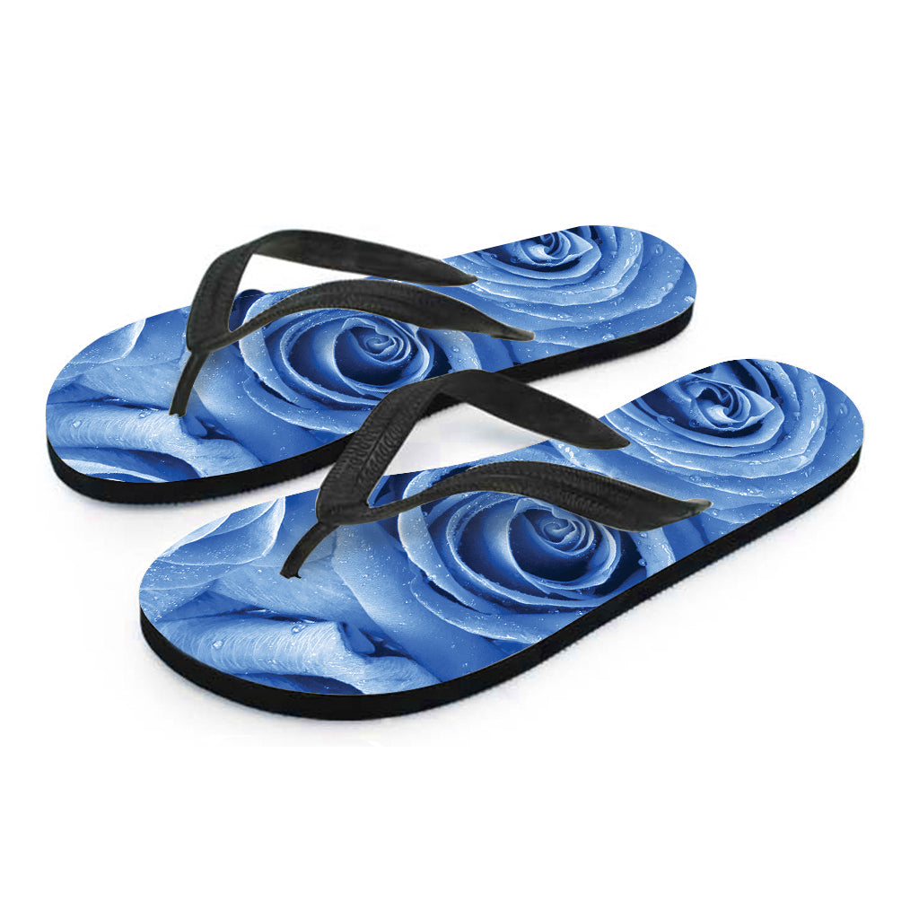 Blue Rose Print Hawaiian Flip Flop Ensemble - 2