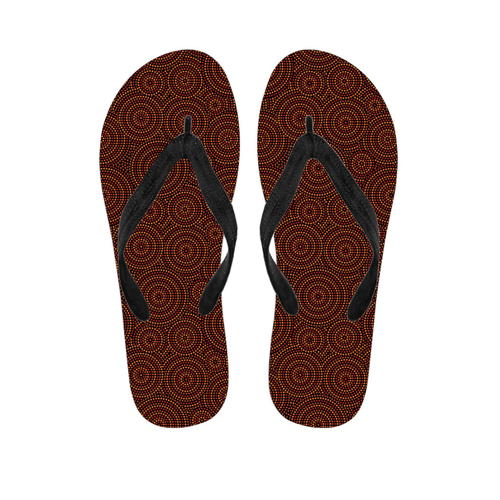 Brown Aboriginal Dot Pattern Print Hawaiian Flip Flops - Perfect for Your Island Outfit! - 1