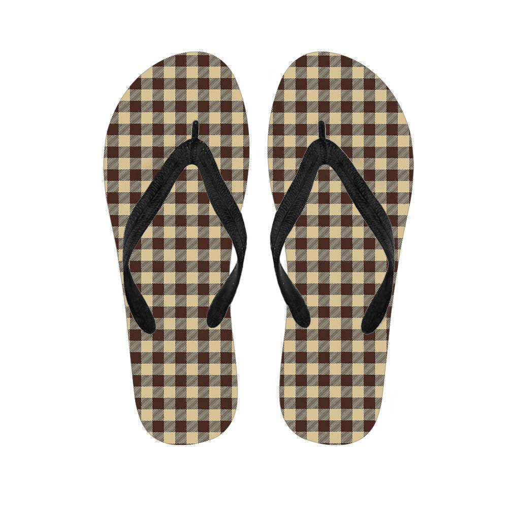 Island Style: Brown and Beige Buffalo Check Print Hawaiian Flip Flops - 1