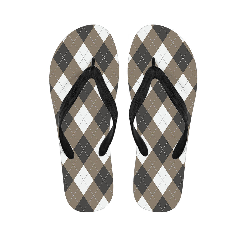 Breezy in Brown and White: Hawaiian Outfit with Argyle Flip Flops - 1