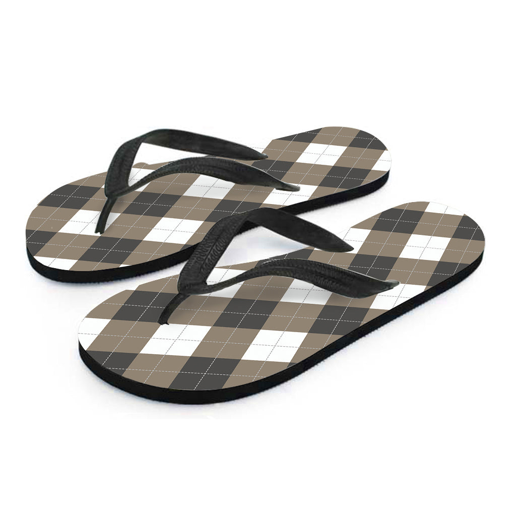 Breezy in Brown and White: Hawaiian Outfit with Argyle Flip Flops - 2