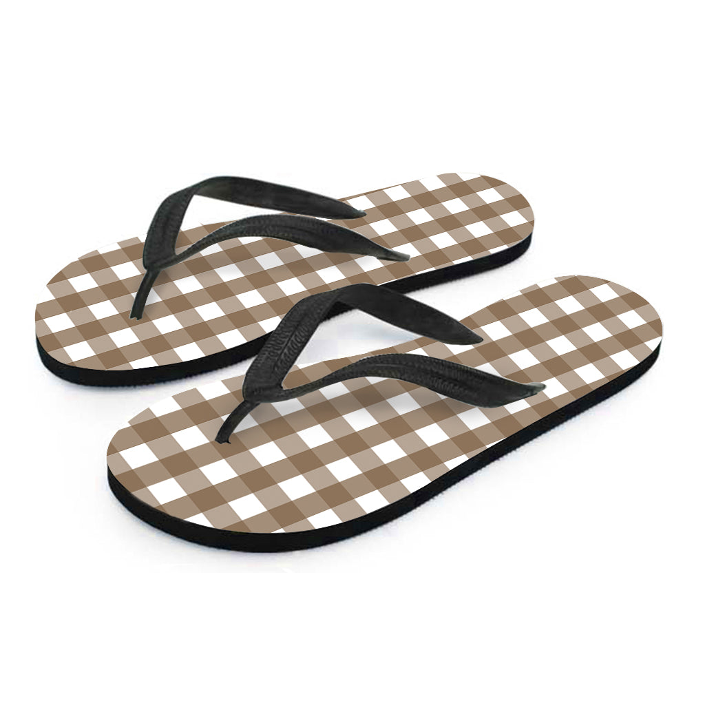 Brown and White Checkered Hawaiian Flip Flops: the Perfect Addition to Your Tropical Outfit - 2
