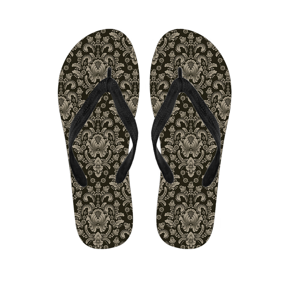 Breezy Brown Damask Hawaiian Flip Flops: The Perfect Pairing for Your Island Outfit - 1