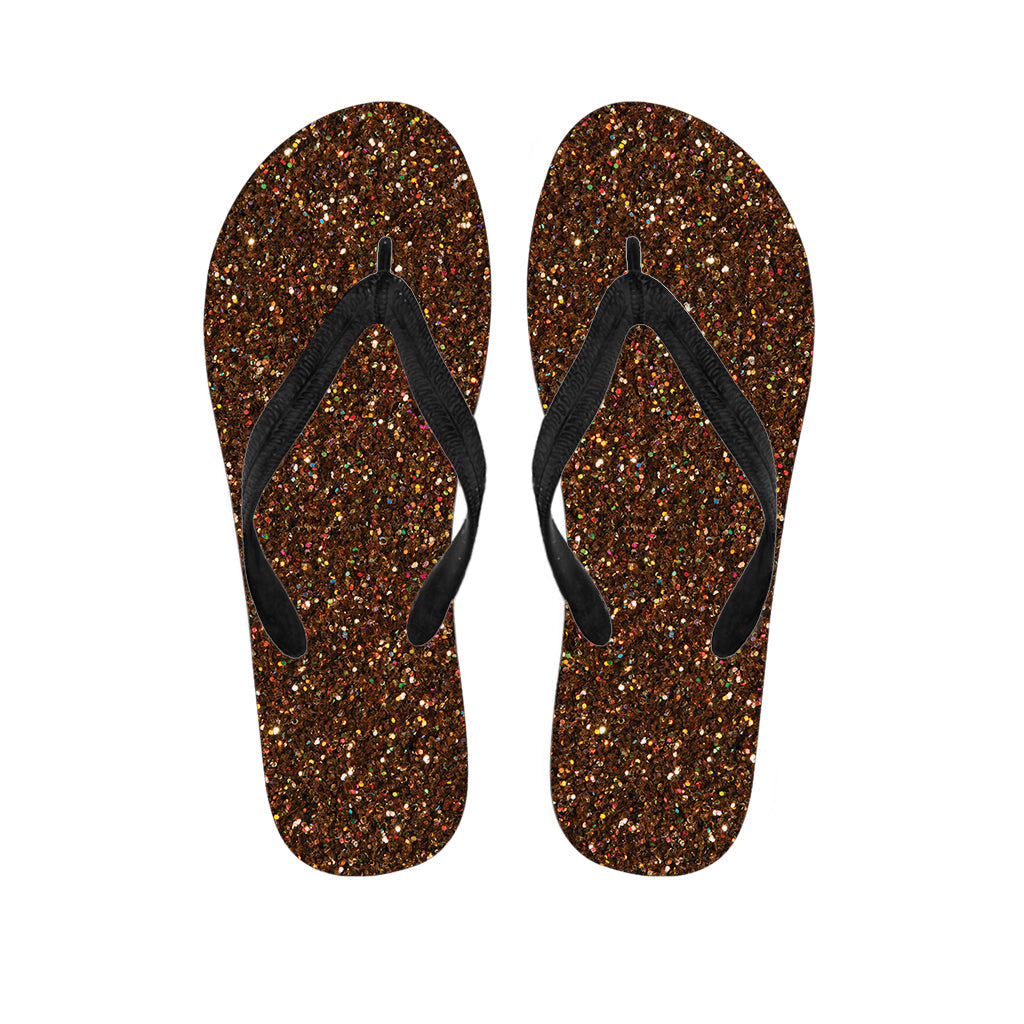 Sparkling in Style: Hawaiian Brown Glitter Print Flip Flops - 1