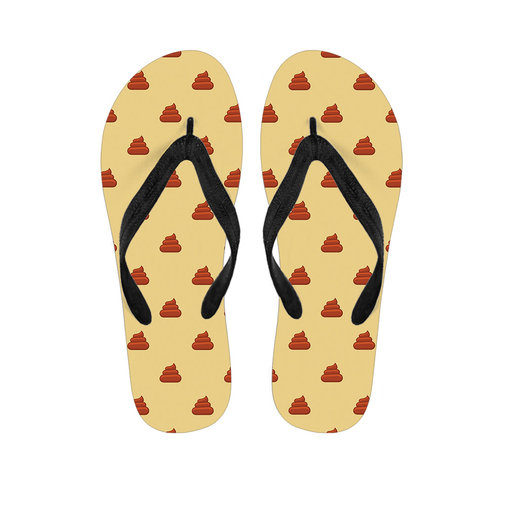 Island Chic: Brown Poop Pattern Print Hawaiian Flip Flops - 1