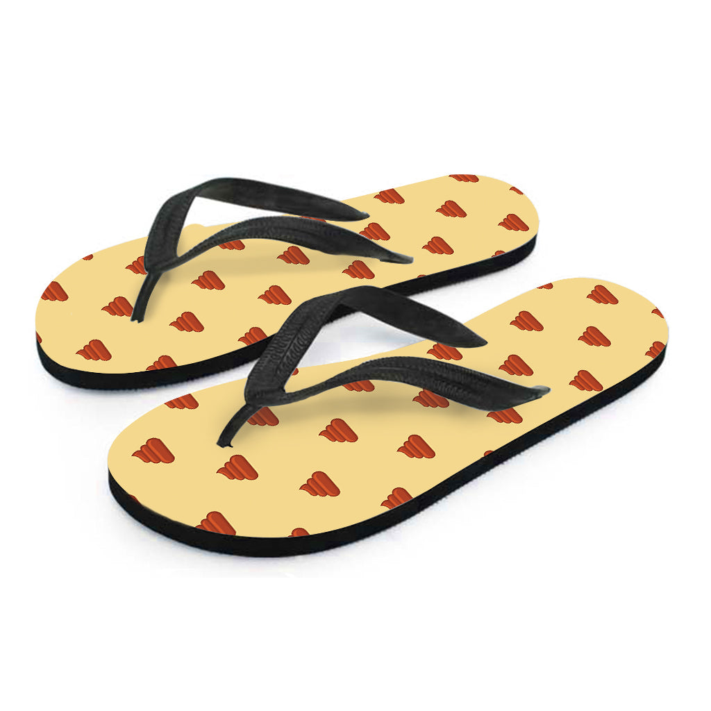 Island Chic: Brown Poop Pattern Print Hawaiian Flip Flops - 2
