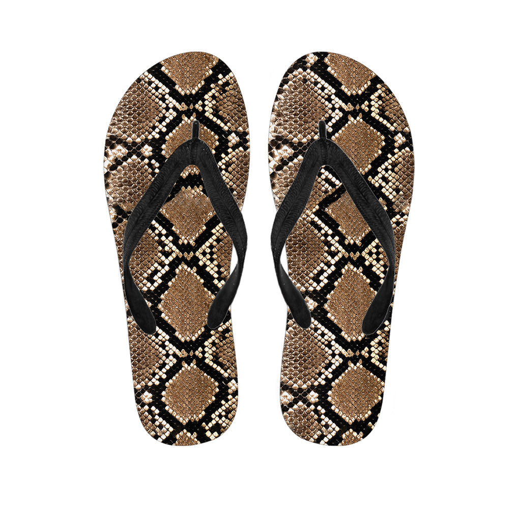 Brown Python Snakeskin Print Hawaiian Flip Flops: Complete Your Island Outfit - 1