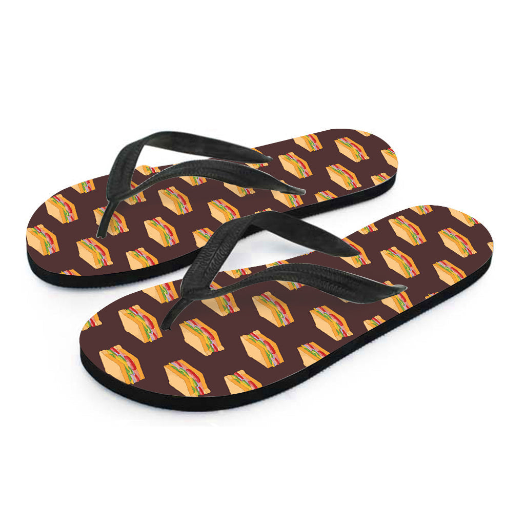 Island Chic: Brown Sandwiches Pattern Print Hawaiian Flip Flops and Outfit - 2
