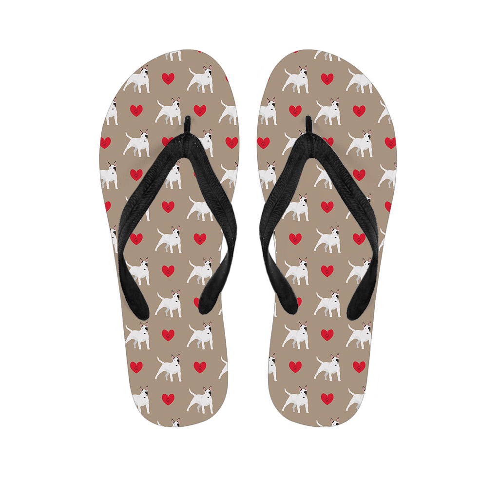 Hawaiian Style Bull Terrier Heart Print Flip Flops - Perfect for Your Tropical Outfit - 1