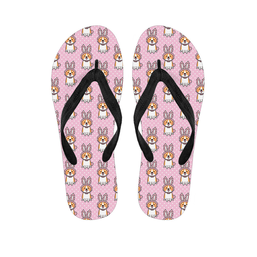 Bunny Corgi Pattern Print Hawaiian Flip Flops: Add Some Aloha to Your Outfit! - 1