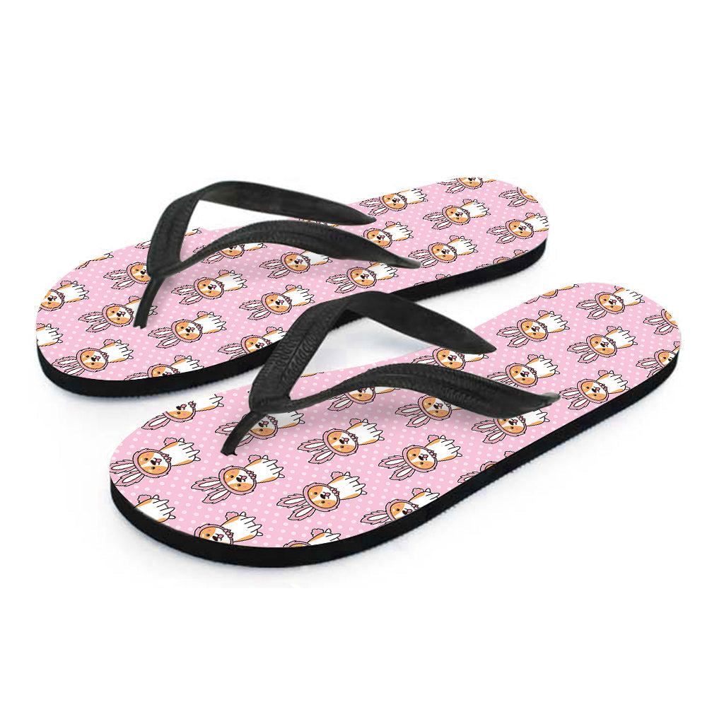 Bunny Corgi Pattern Print Hawaiian Flip Flops: Add Some Aloha to Your Outfit! - 2