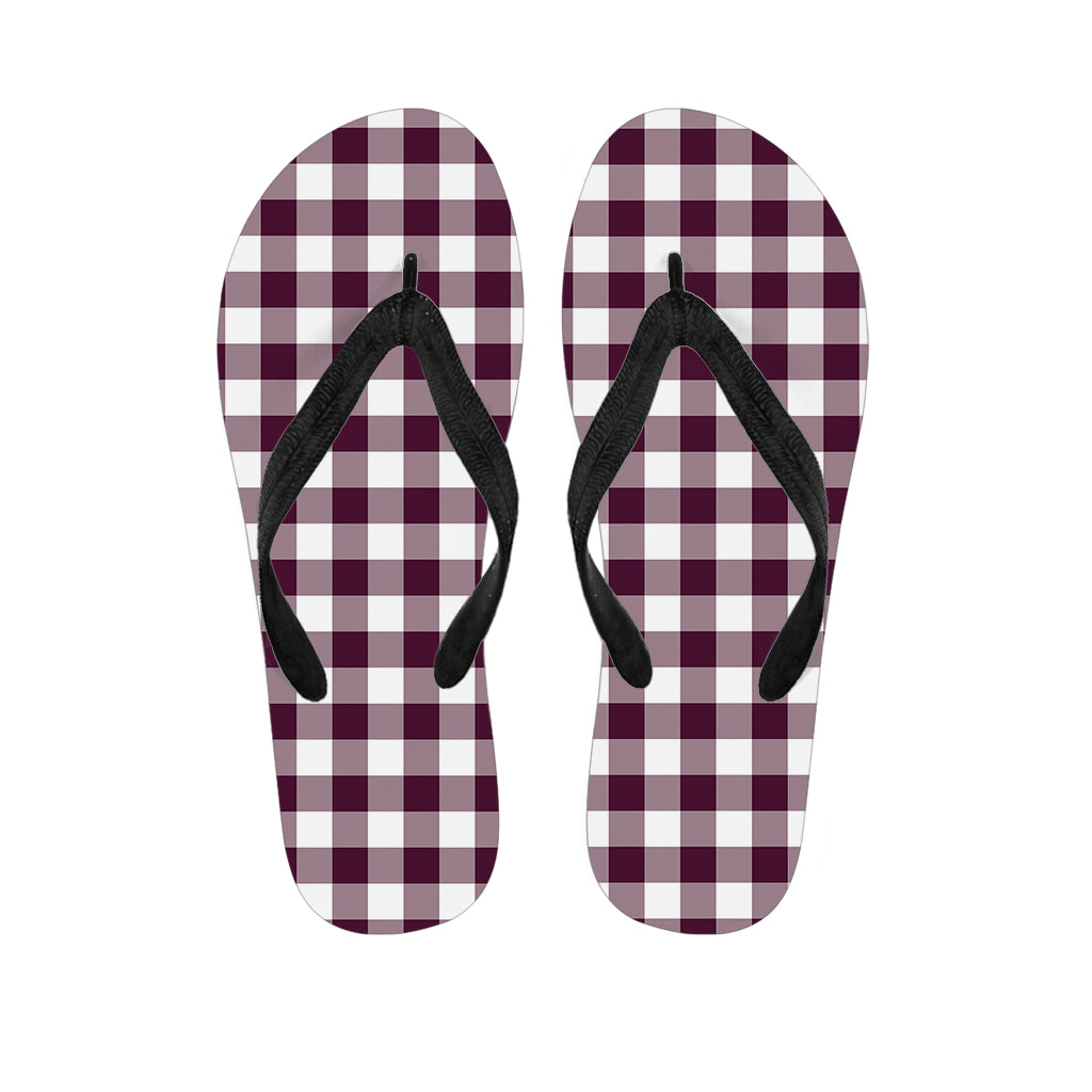 Burgundy and White Check Pattern Hawaiian Flip Flops: Complete Your Island-Style Outfit! - 1