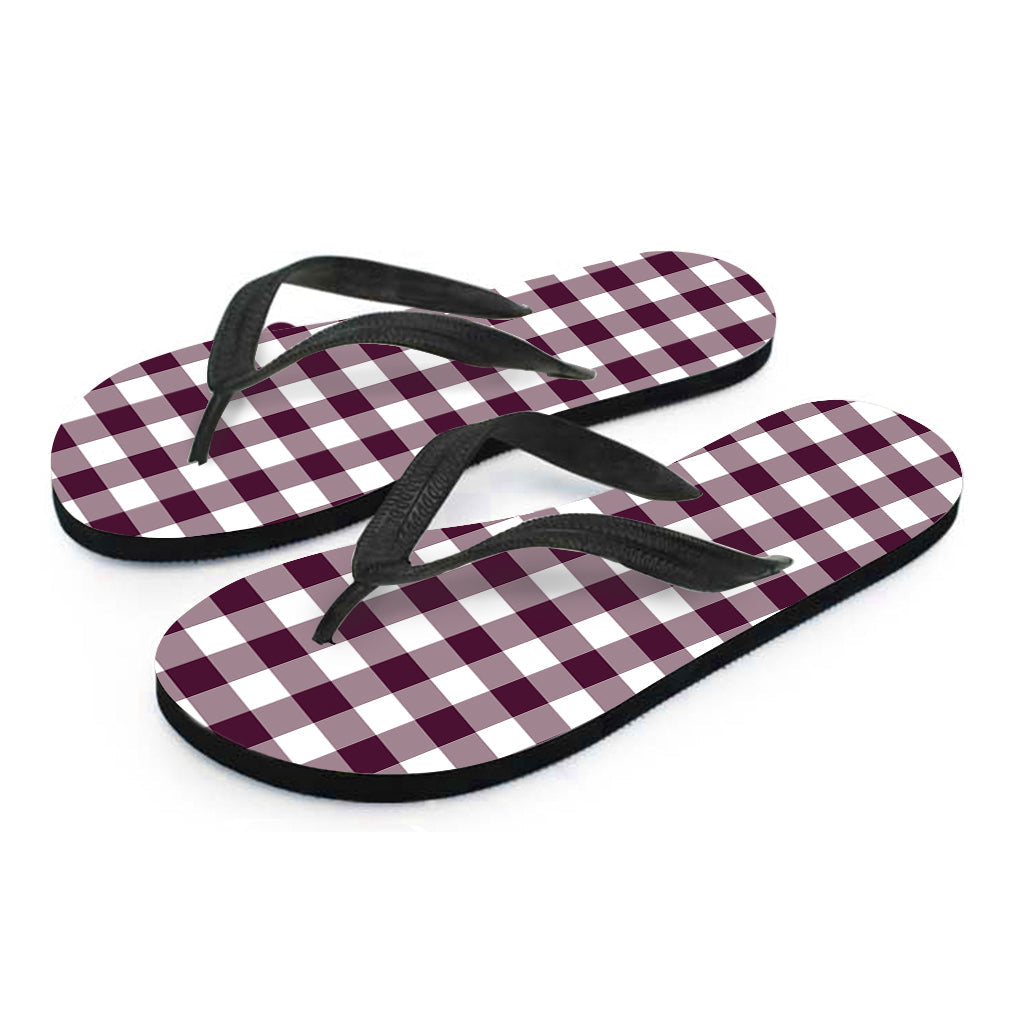 Burgundy and White Check Pattern Hawaiian Flip Flops: Complete Your Island-Style Outfit! - 2