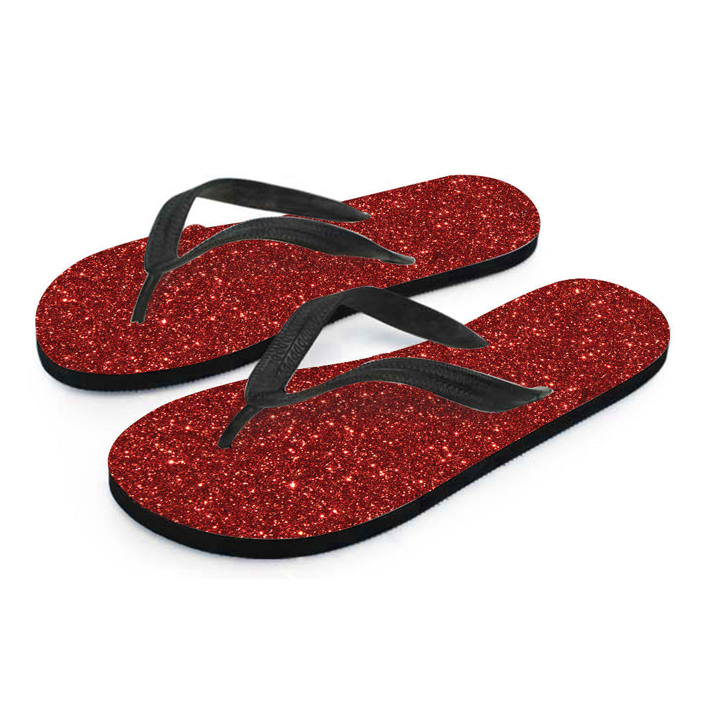 Burgundy Bliss: Not Real Glitter Print Flip Flops for the Free-Spirited Hippie - 2