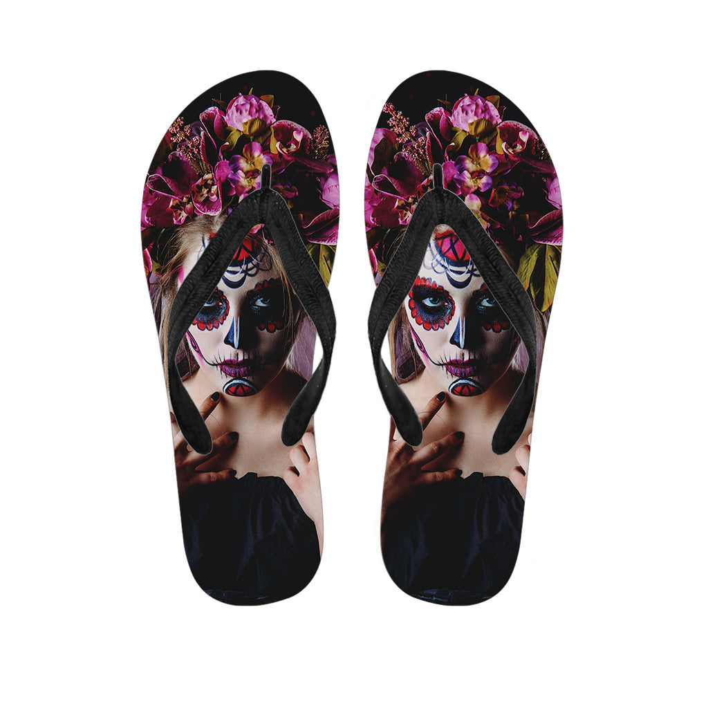 Calavera Girl Day of the Dead Hawaiian Outfit with Flip Flops - 1