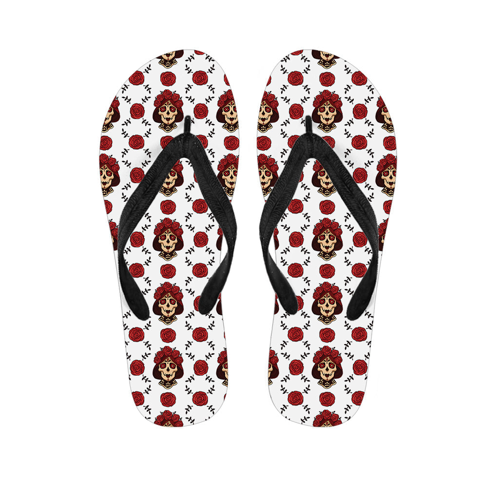 Calavera Girl Skull Pattern Hawaiian Flip Flops - 1