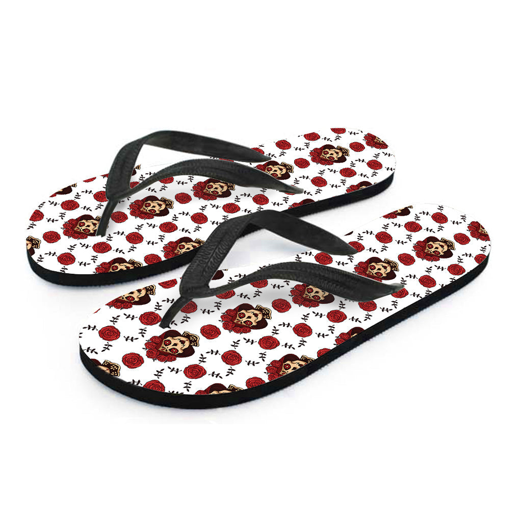 Calavera Girl Skull Pattern Hawaiian Flip Flops - 2