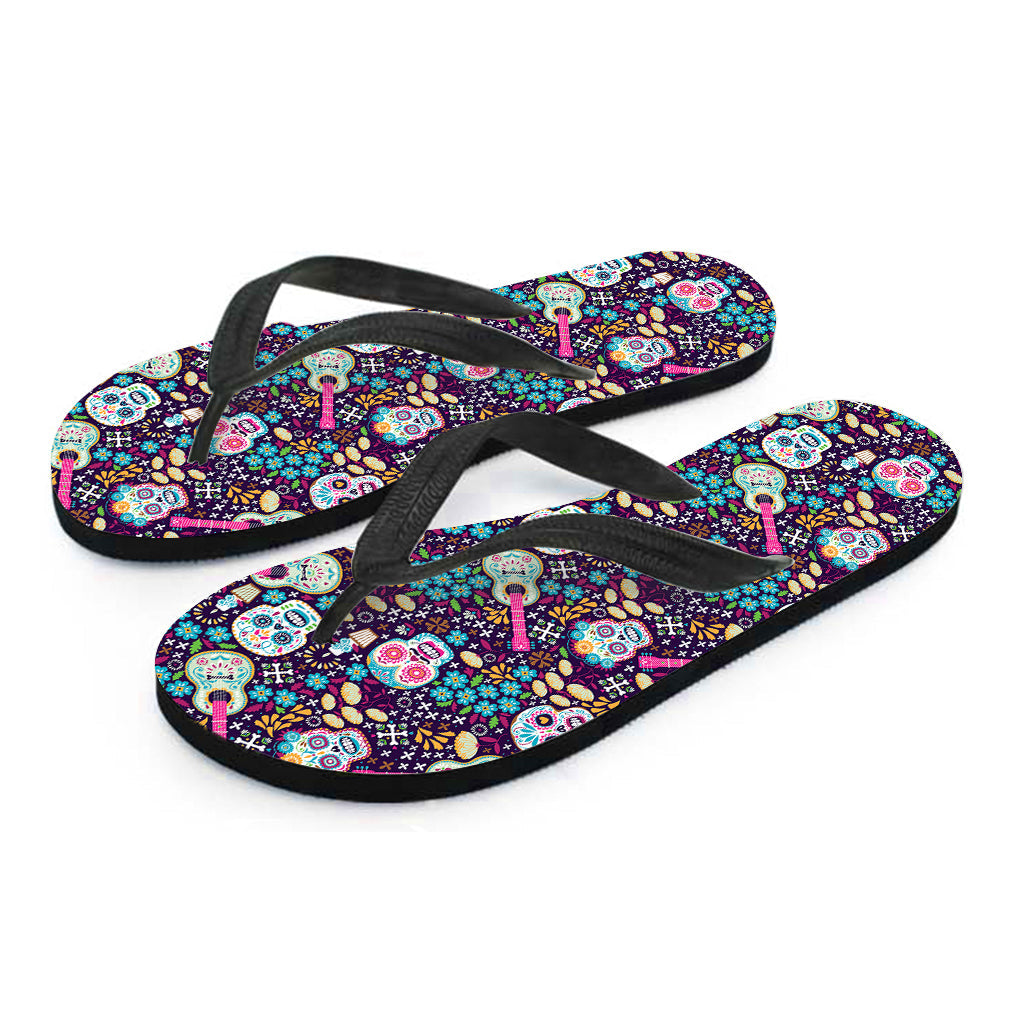 Calaveras Day of the Dead Hawaiian Flip Flops: Embrace the Aloha Spirit in Style - 2