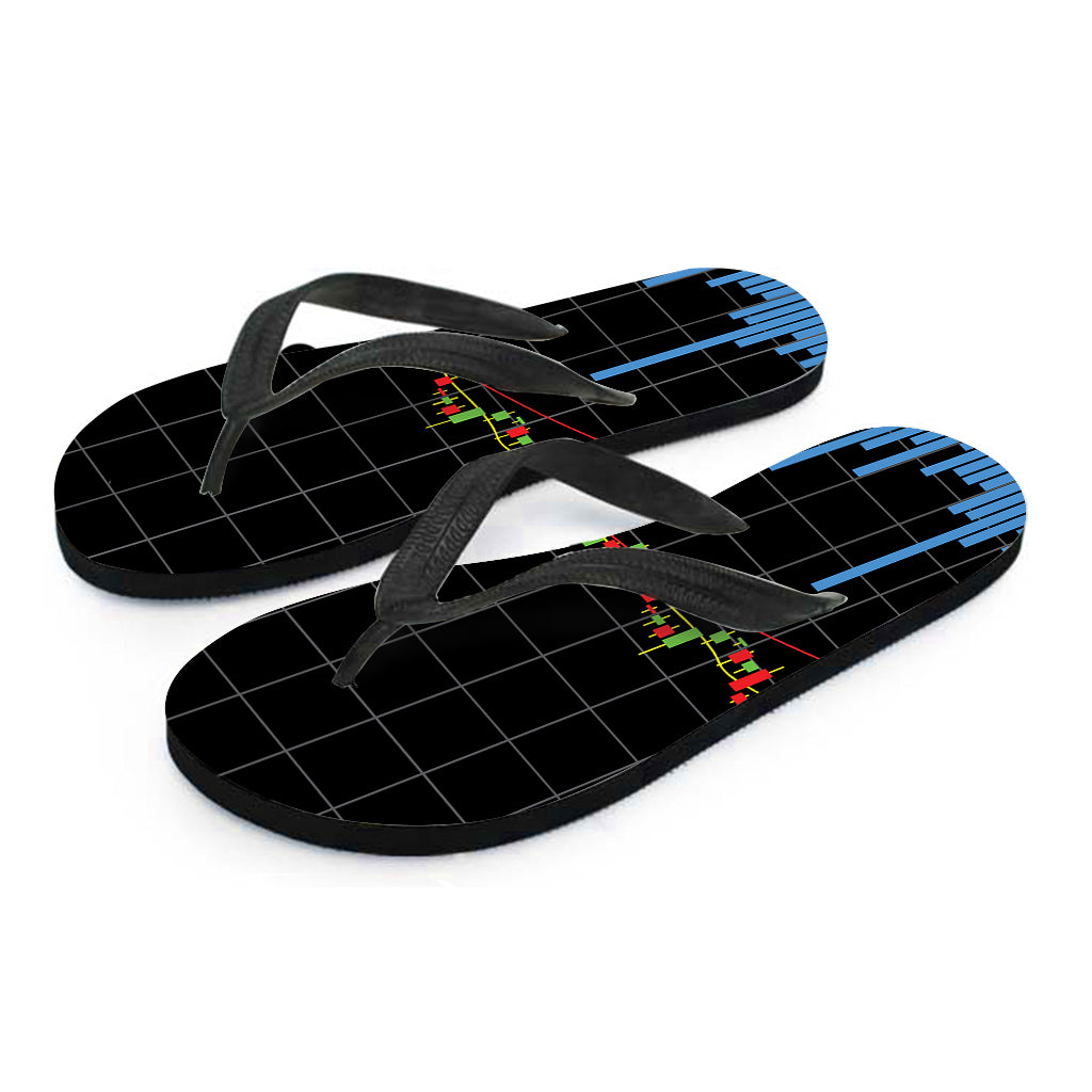Summer Style: Candlestick Stock Graph Chart Print Hawaiian Flip Flops - 2