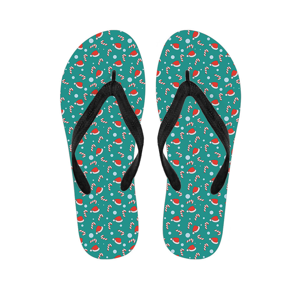 Tropical Vibes: Hawaiian Candy and Santa Claus Hat Pattern Flip Flops - 1