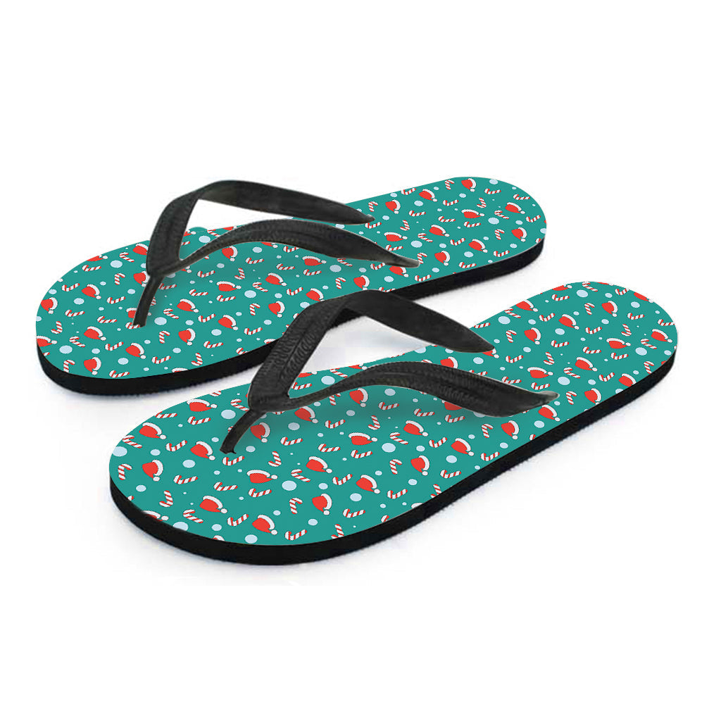 Tropical Vibes: Hawaiian Candy and Santa Claus Hat Pattern Flip Flops - 2