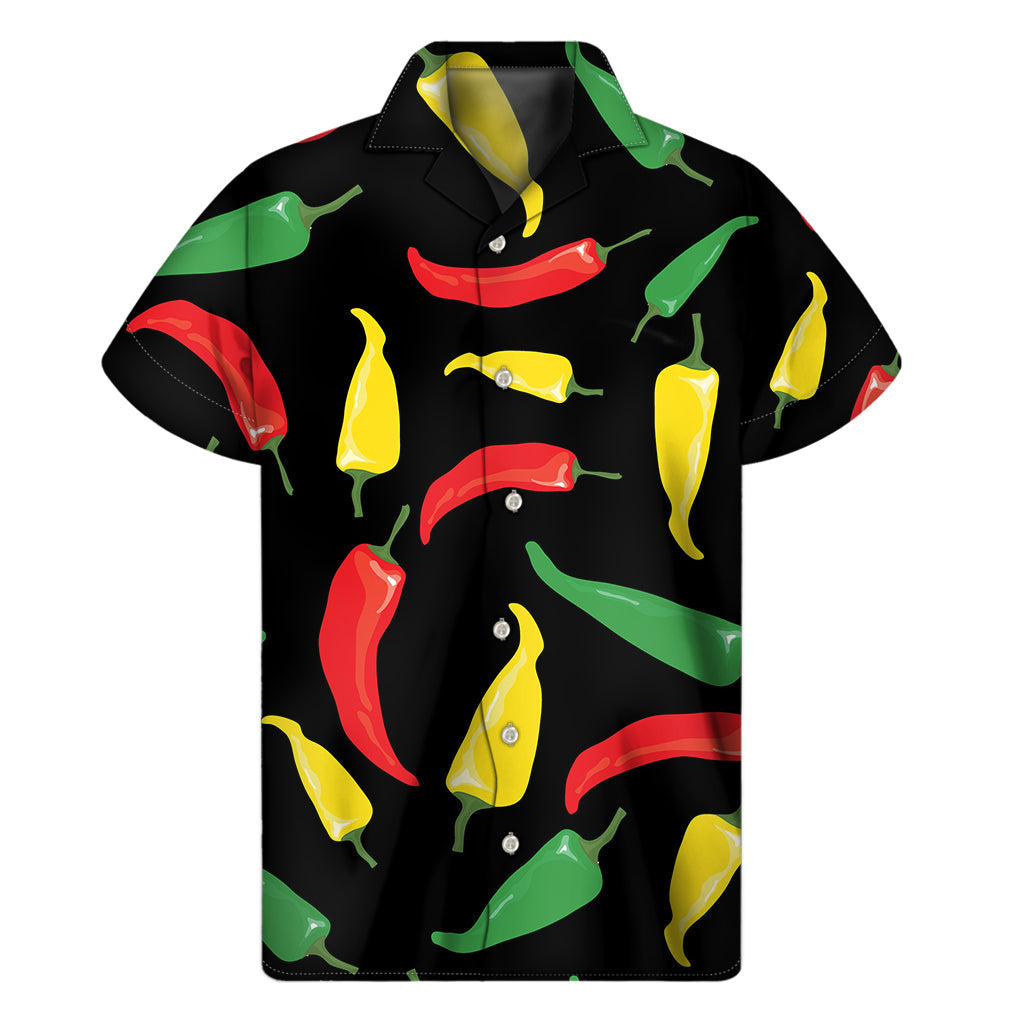 Spicy Aloha: Colorful Chili Peppers Hawaiian Short Sleeve Shirt - 1