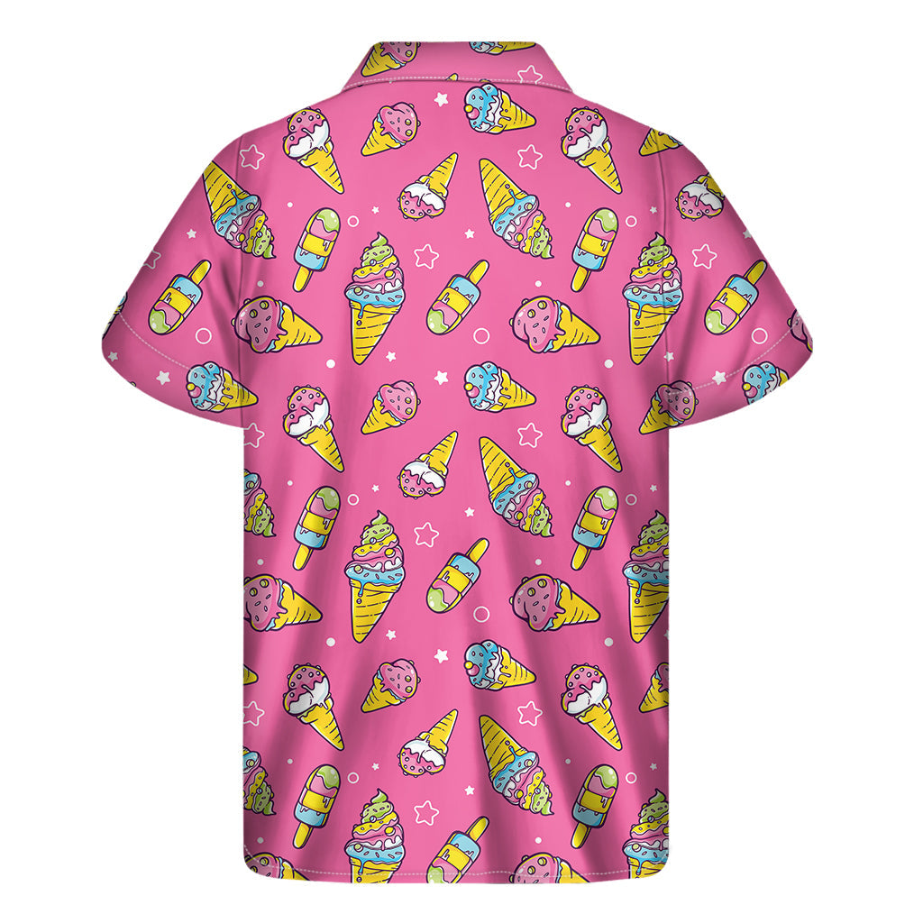 Summer Chic: Hawaiian Ice Cream Pattern Short Sleeve Shirt - 2