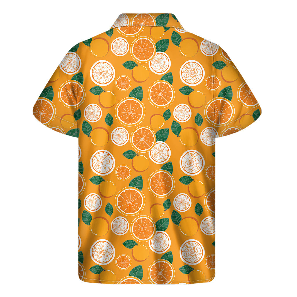 Island Vibes: Men's Hawaiian Short Sleeve Shirt with Cute Orange Fruit Pattern - 2