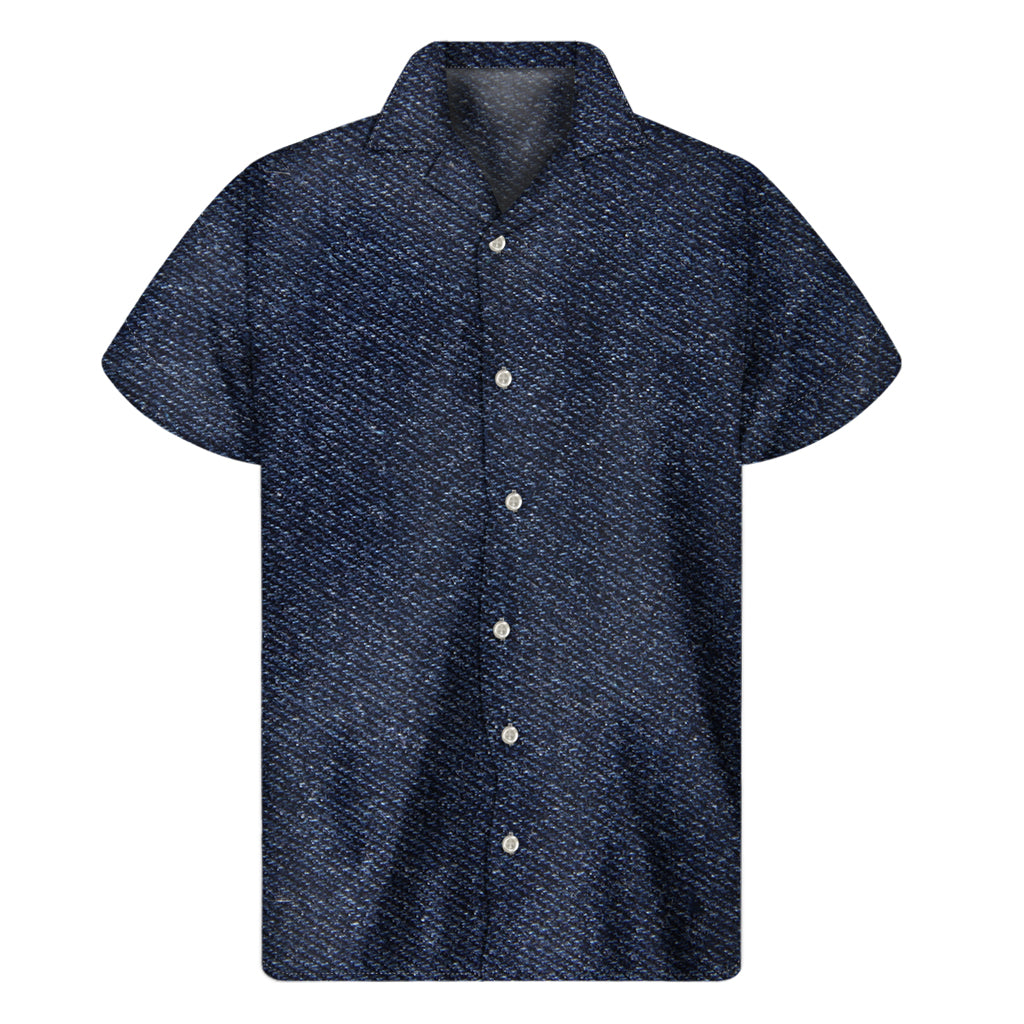 Dark Blue Denim Hawaiian Aloha Shirt - 1
