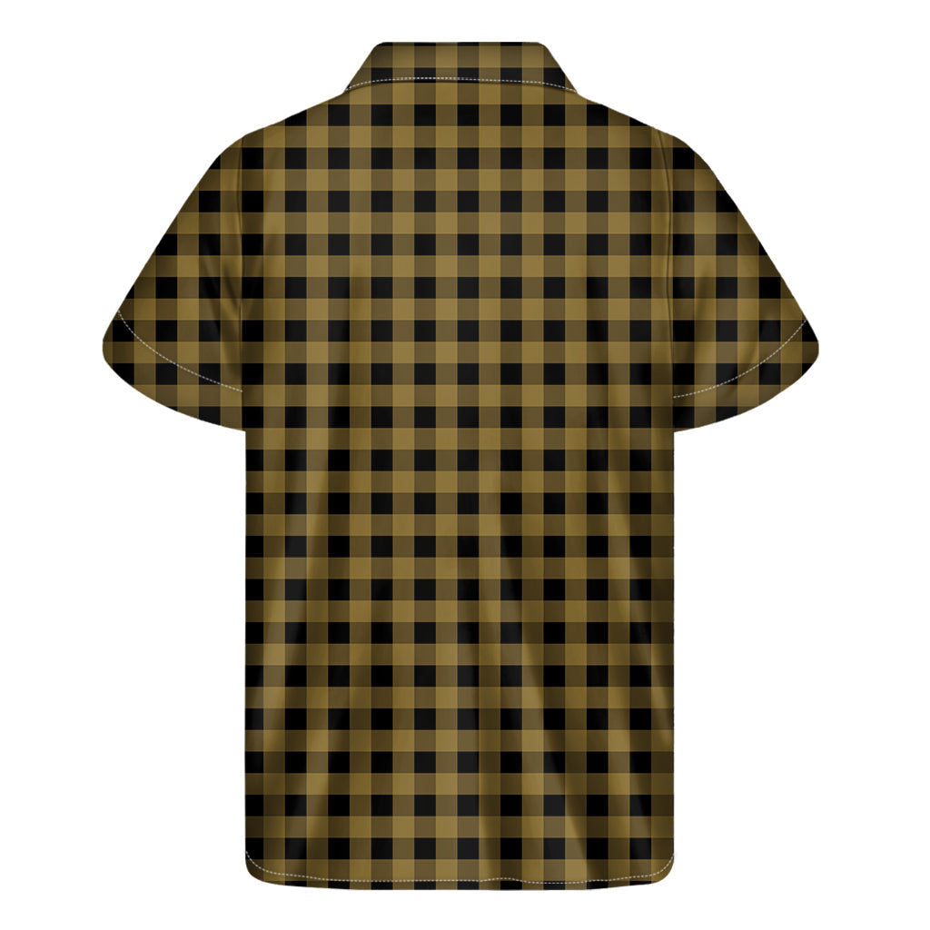 Dark Tan and Black Check Pattern Hawaiian Short Sleeve Shirt - 2