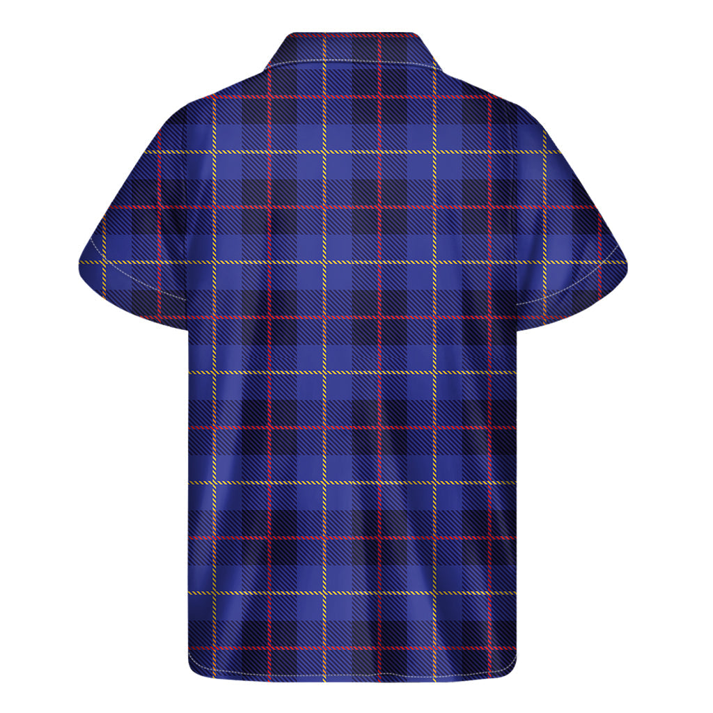 Deep Blue Stewart Tartan Hawaiian Short Sleeve Shirt - 2