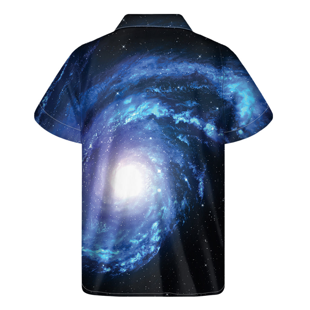 Galactic Paradise: Men's Hawaiian Short Sleeve Shirt with Milky Way Print - 2