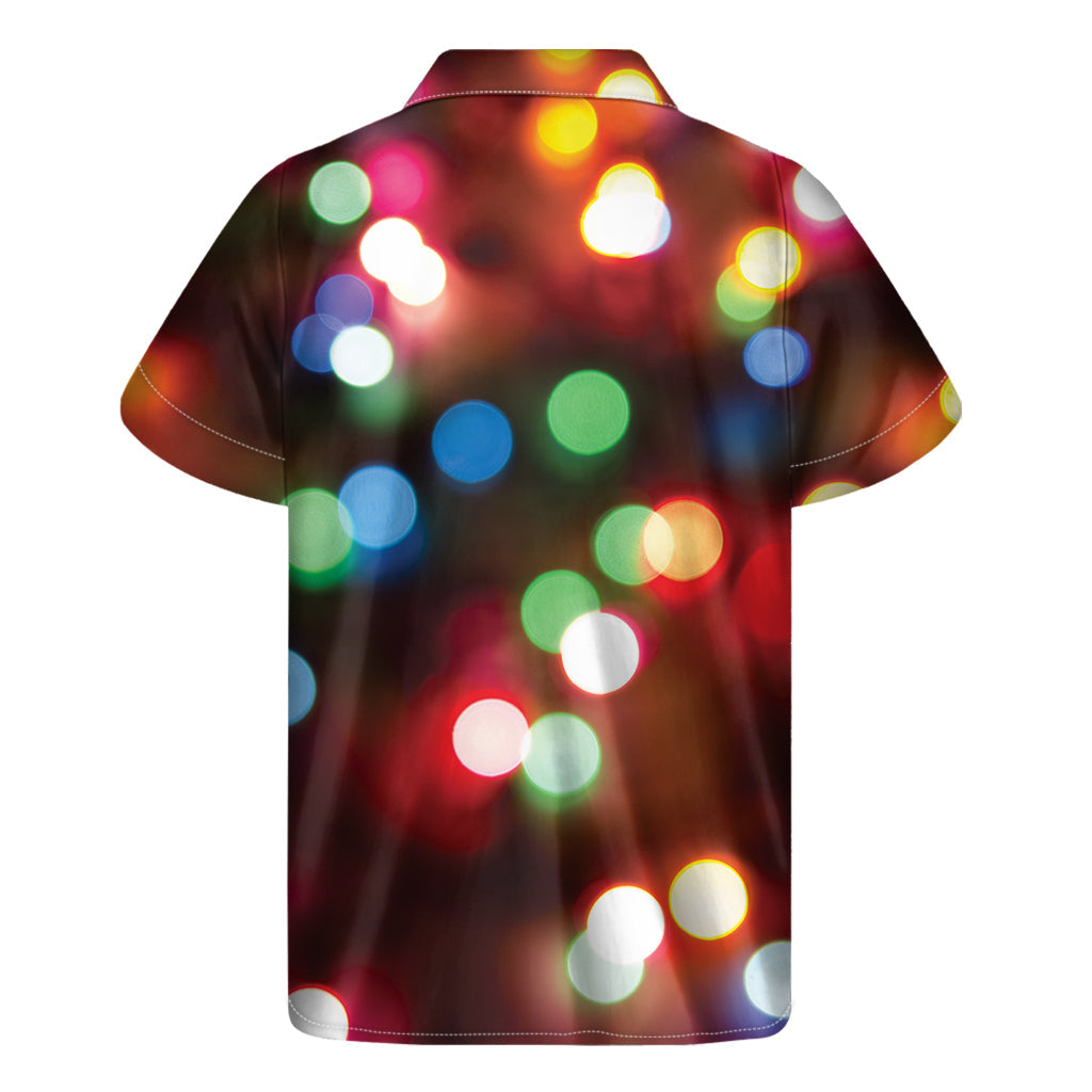 Hawaiian Holiday Vibes: Defocused Christmas Lights Print Short Sleeve Shirt - 2