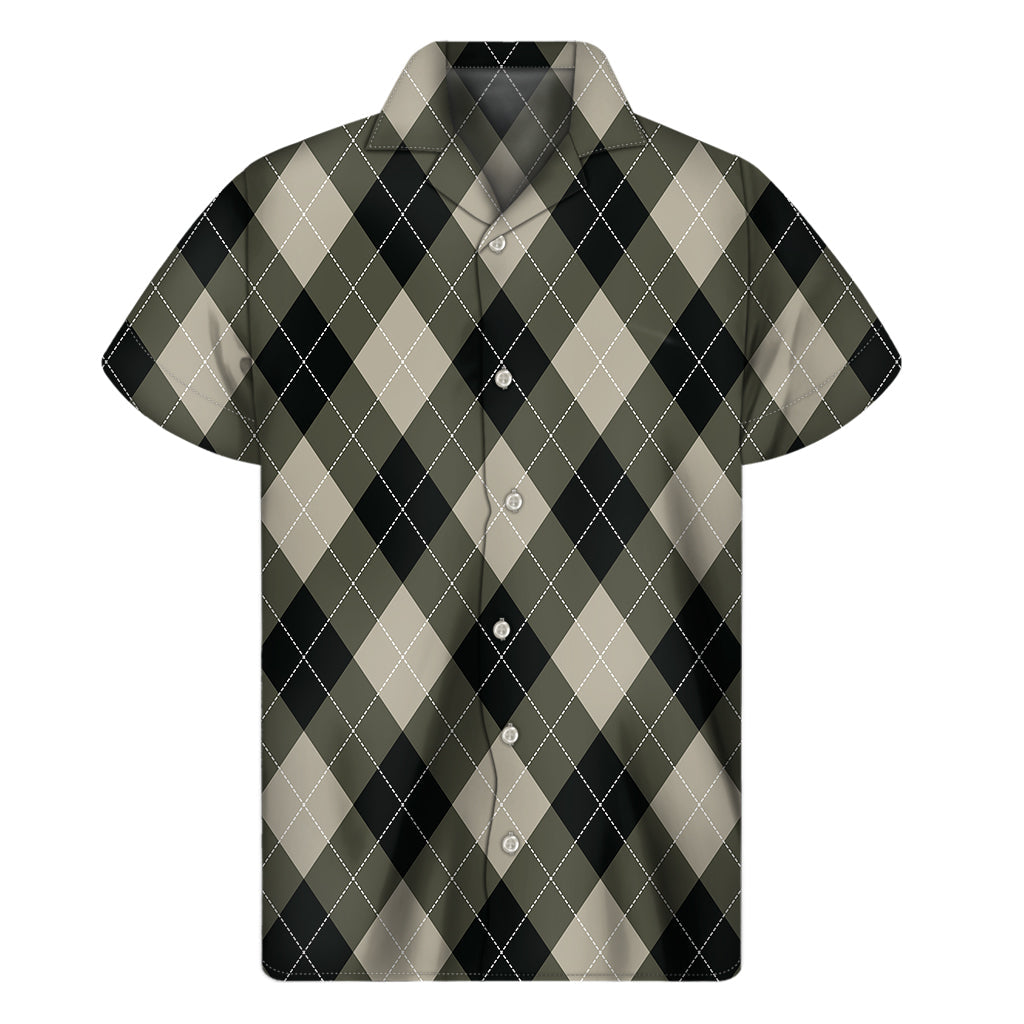 Diamond Shapes Argyle Hawaiian Short Sleeve Shirt - 1