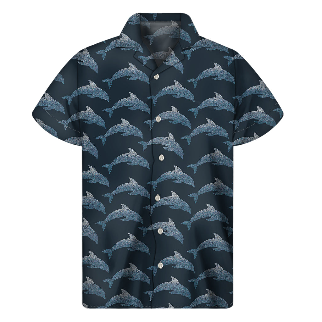 Dolphin Print Hawaiian Short Sleeve Shirt - 1